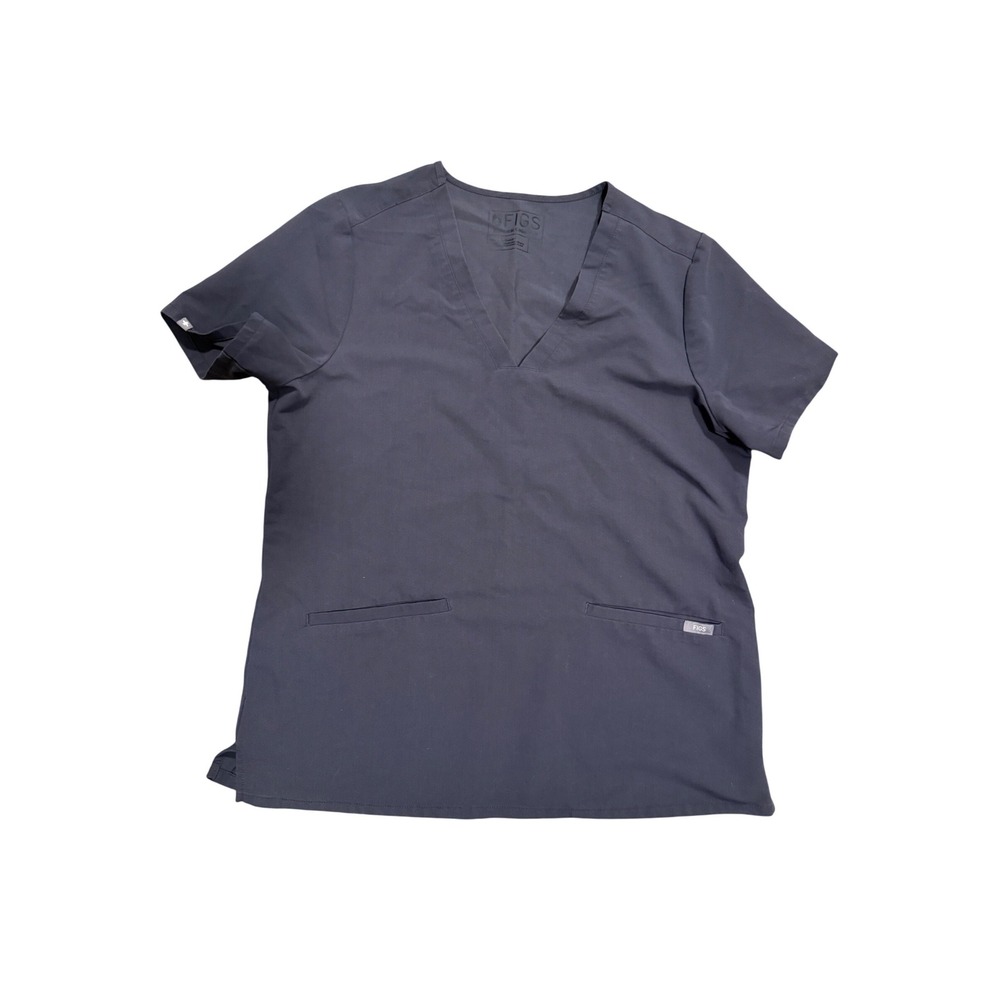 FIGS Casma Scrub Top Womens Large Charcoal Grey V-Neck Technical Collection